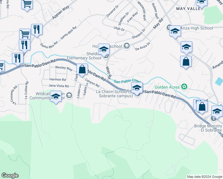 map of restaurants, bars, coffee shops, grocery stores, and more near 2305 Greenridge Drive in Richmond