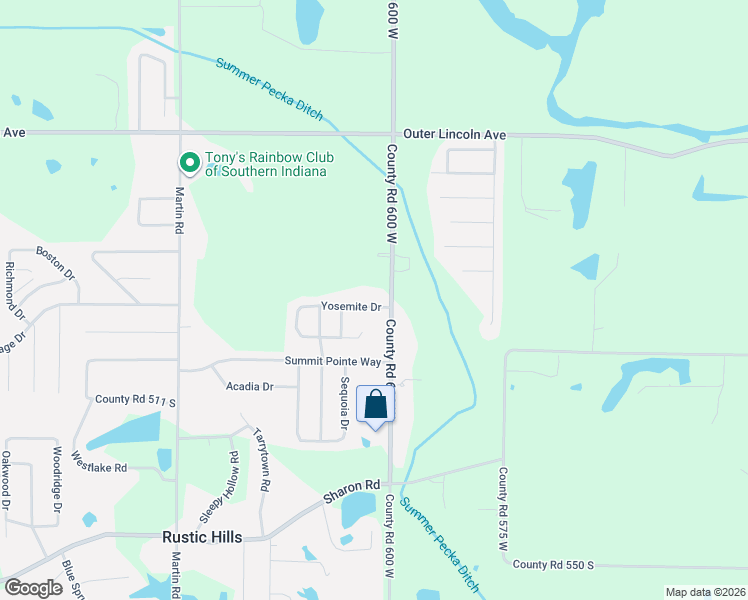 map of restaurants, bars, coffee shops, grocery stores, and more near 6044 Yosemite Drive in Newburgh