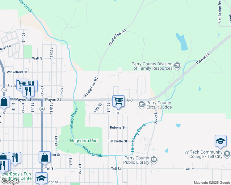 map of restaurants, bars, coffee shops, grocery stores, and more near 1501-1539 20th St in Tell City