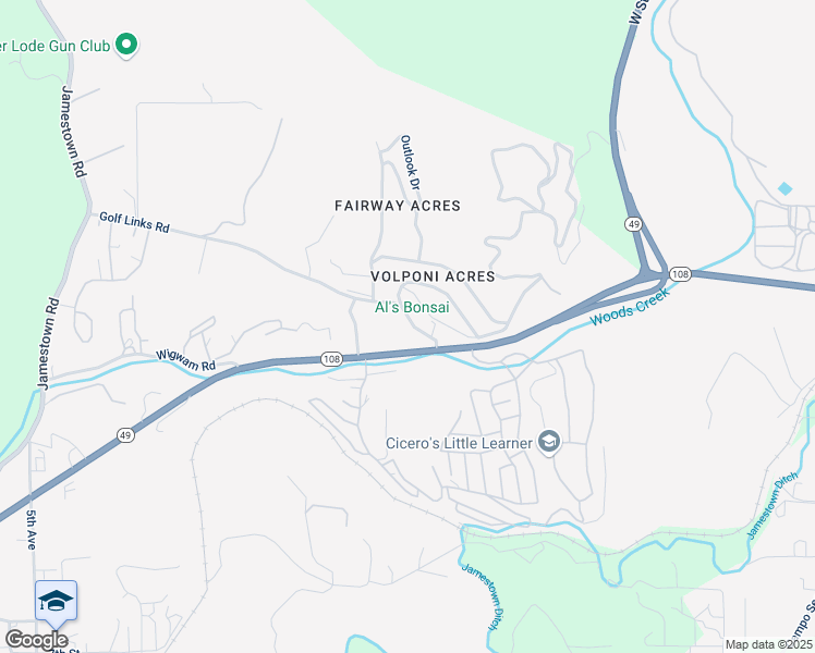 map of restaurants, bars, coffee shops, grocery stores, and more near 11139 Golf Links Road in Jamestown