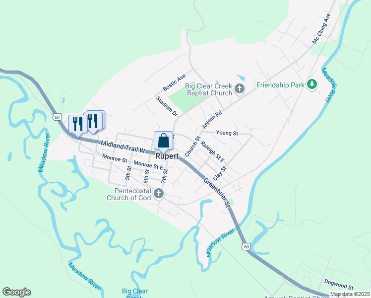 map of restaurants, bars, coffee shops, grocery stores, and more near 149 Anjean Rd in Rupert