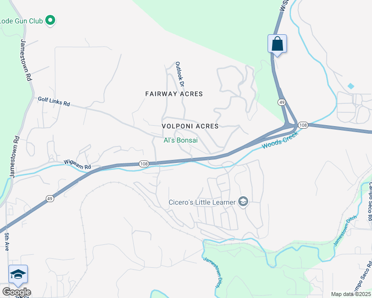 map of restaurants, bars, coffee shops, grocery stores, and more near 11139 Golf Links Rd in Jamestown