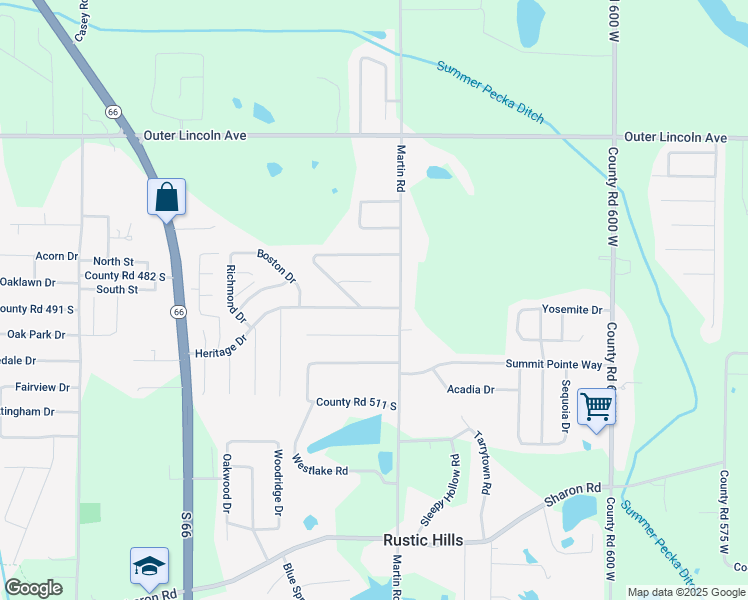 map of restaurants, bars, coffee shops, grocery stores, and more near 6570 Heritage Drive in Newburgh