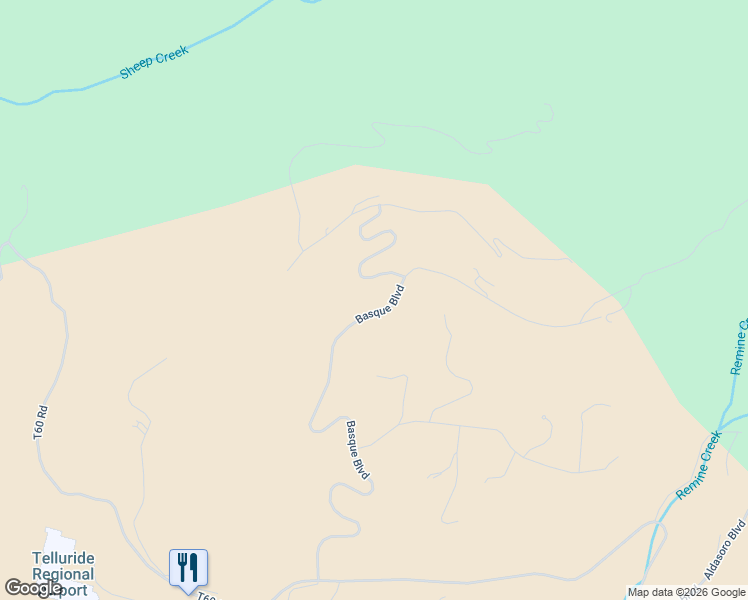 map of restaurants, bars, coffee shops, grocery stores, and more near 301 Basque Boulevard in San Miguel County