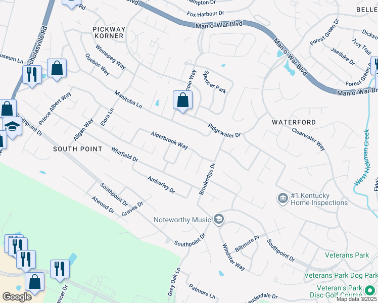 map of restaurants, bars, coffee shops, grocery stores, and more near 4300 Crescent Springs Court in Lexington
