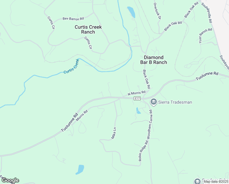 map of restaurants, bars, coffee shops, grocery stores, and more near 16198 Tuolumne Road in Sonora