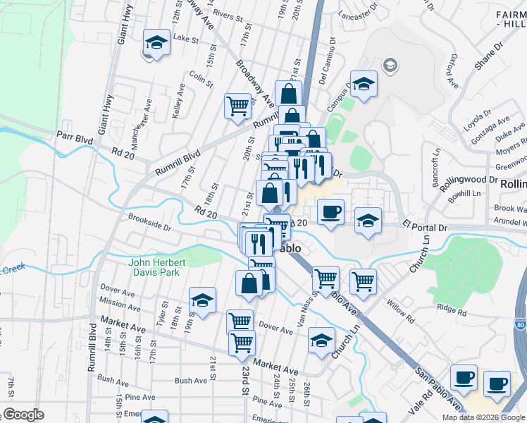map of restaurants, bars, coffee shops, grocery stores, and more near 14237 San Pablo Avenue in San Pablo