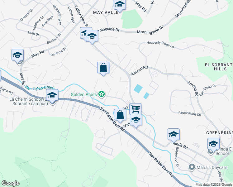 map of restaurants, bars, coffee shops, grocery stores, and more near 28 Carter Lane in El Sobrante