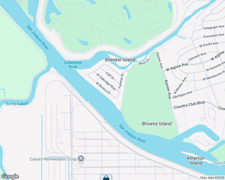 map of restaurants, bars, coffee shops, grocery stores, and more near 4129 West Riviera Drive in Stockton