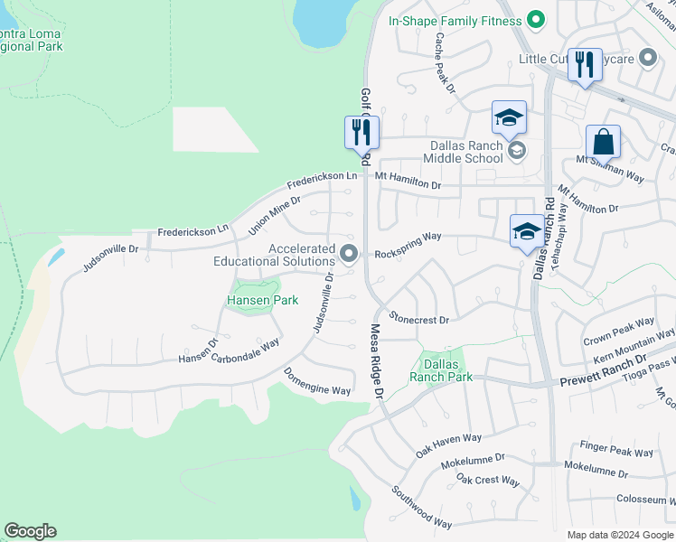 map of restaurants, bars, coffee shops, grocery stores, and more near 5008 Nortonville Court in Antioch