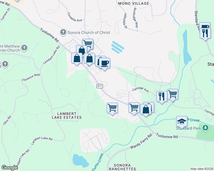 map of restaurants, bars, coffee shops, grocery stores, and more near in Sonora