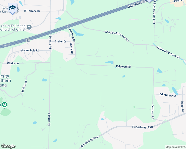 map of restaurants, bars, coffee shops, grocery stores, and more near 6701 Rosser Drive in Evansville