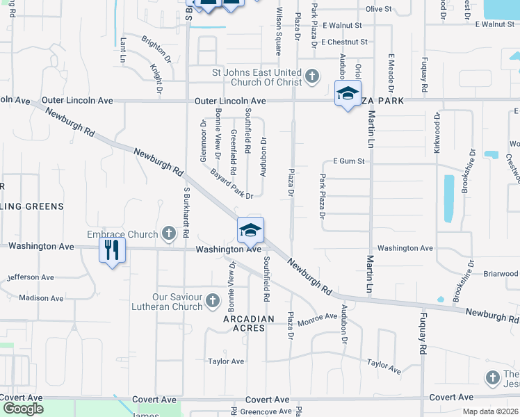 map of restaurants, bars, coffee shops, grocery stores, and more near 6601-6799 La Charmant in Evansville