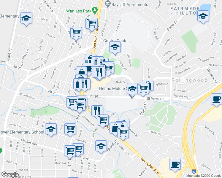 map of restaurants, bars, coffee shops, grocery stores, and more near 118 Carmel Street in San Pablo
