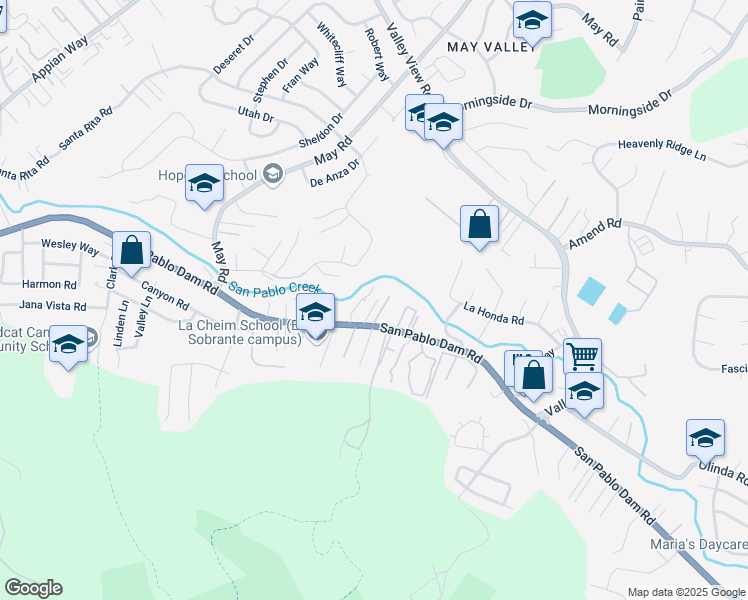 map of restaurants, bars, coffee shops, grocery stores, and more near 4947 San Pablo Dam Road in El Sobrante