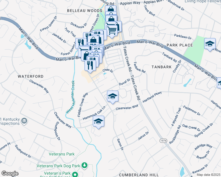 map of restaurants, bars, coffee shops, grocery stores, and more near 1023 Fiddler Creek Way in Lexington