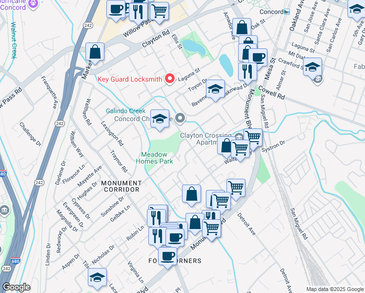 map of restaurants, bars, coffee shops, grocery stores, and more near in Concord