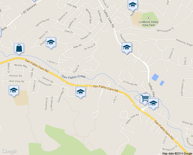 map of restaurants, bars, coffee shops, grocery stores, and more near 4983 Santa Rita Road in Richmond