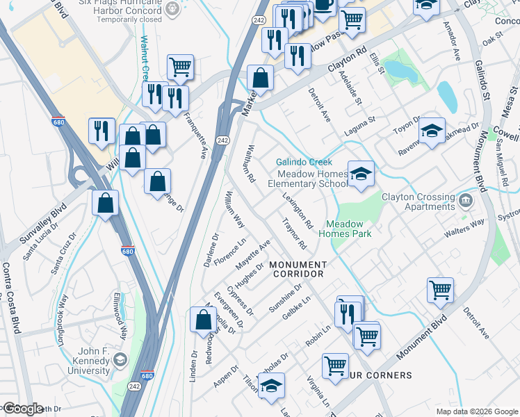 map of restaurants, bars, coffee shops, grocery stores, and more near 2041 Belmont Road in Concord