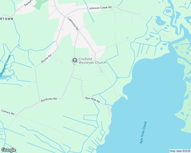 map of restaurants, bars, coffee shops, grocery stores, and more near 3016 William Maddox Road in Crisfield