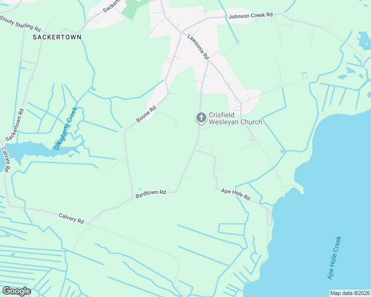 map of restaurants, bars, coffee shops, grocery stores, and more near 3012 Lawsonia Road in Crisfield
