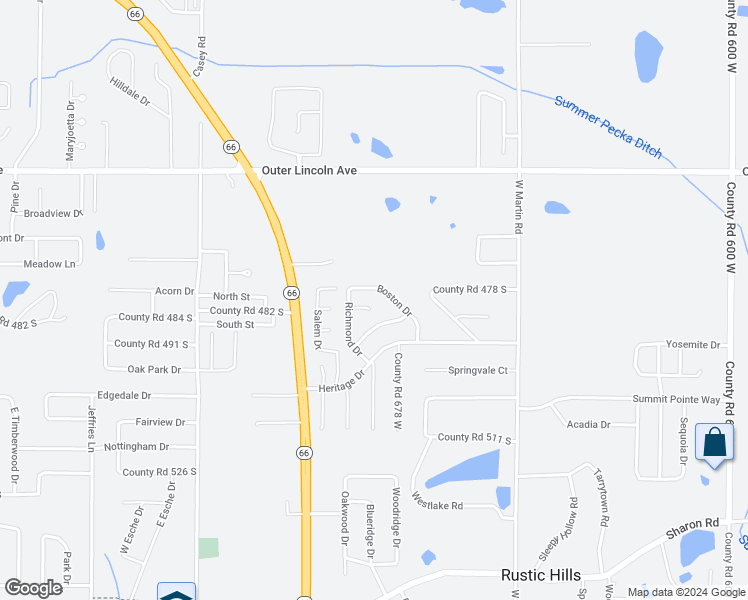 map of restaurants, bars, coffee shops, grocery stores, and more near 6877 Boston Drive in Newburgh