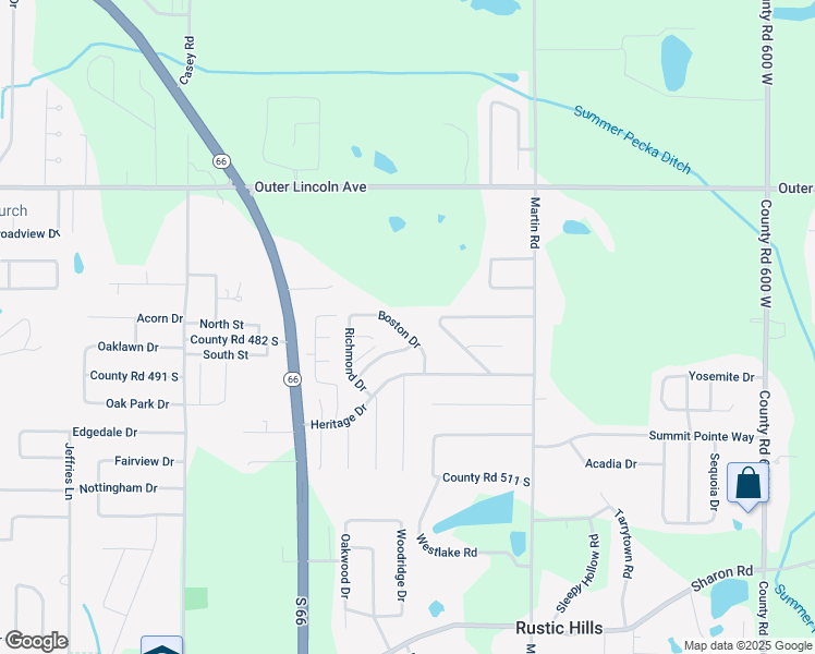 map of restaurants, bars, coffee shops, grocery stores, and more near 6766 Boston Drive in Newburgh
