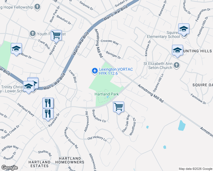 map of restaurants, bars, coffee shops, grocery stores, and more near in Lexington