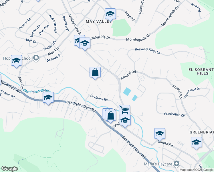 map of restaurants, bars, coffee shops, grocery stores, and more near 49 Christopher Court in El Sobrante
