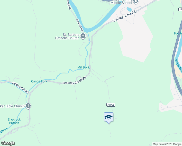 map of restaurants, bars, coffee shops, grocery stores, and more near 48 Mill Branch in Chapmanville