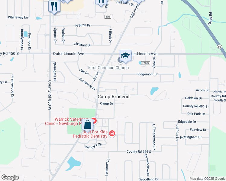 map of restaurants, bars, coffee shops, grocery stores, and more near 8005 Alexandra Lane in Newburgh