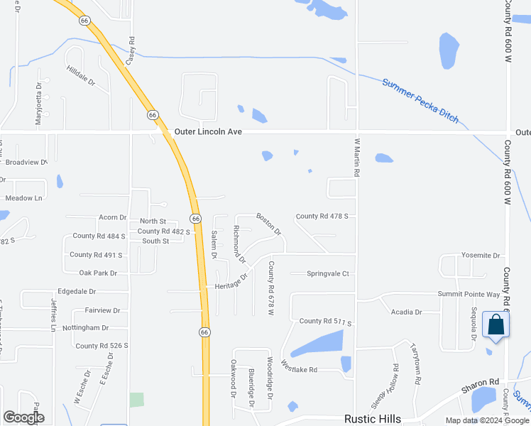 map of restaurants, bars, coffee shops, grocery stores, and more near 6766 Boston Drive in Newburgh