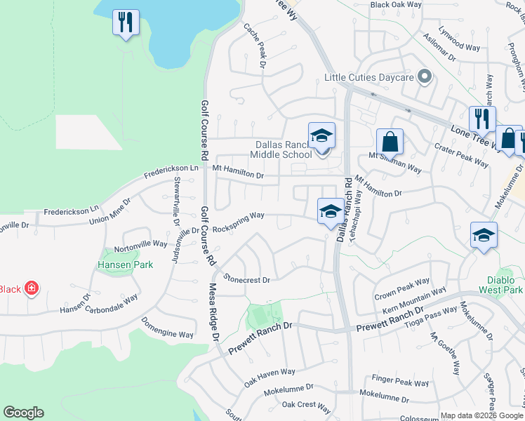 map of restaurants, bars, coffee shops, grocery stores, and more near 5004 Rockwall Way in Antioch