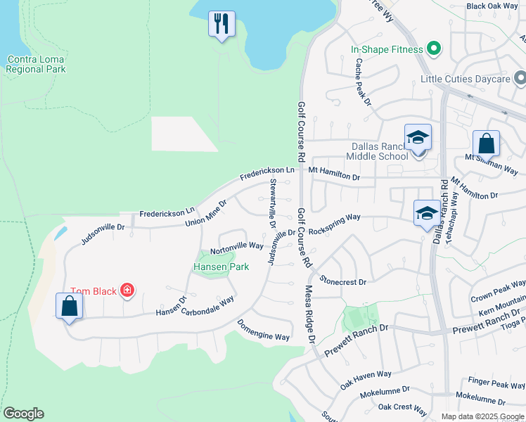 map of restaurants, bars, coffee shops, grocery stores, and more near 5004 Star Mine Way in Antioch