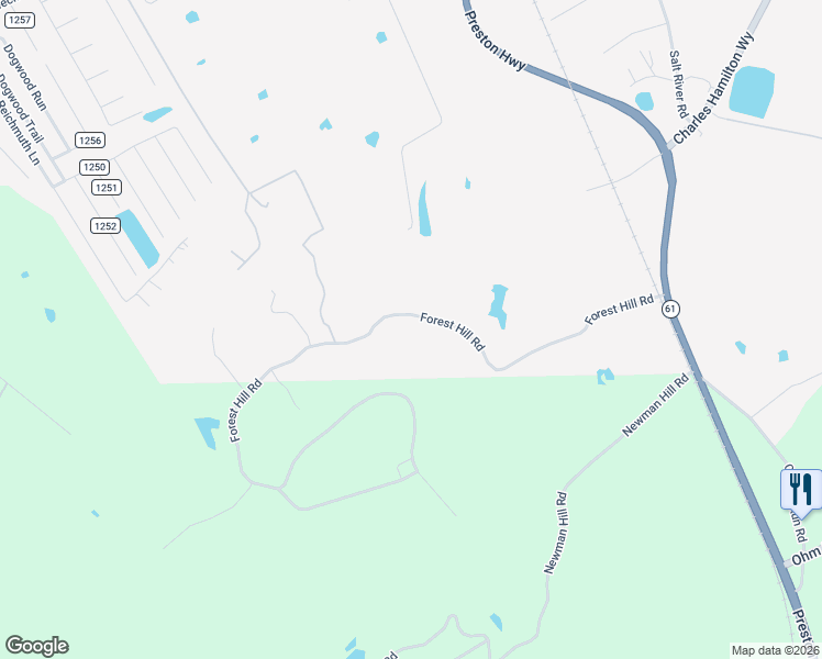 map of restaurants, bars, coffee shops, grocery stores, and more near 737 Forest Hill Road in Shepherdsville