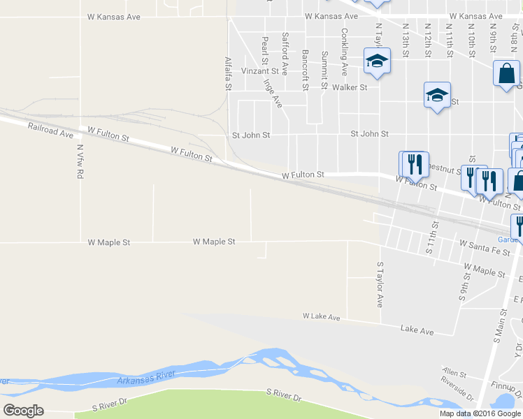 map of restaurants, bars, coffee shops, grocery stores, and more near 1205 West Maple Street in Garden City