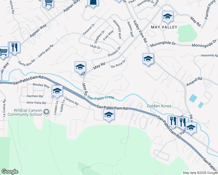 map of restaurants, bars, coffee shops, grocery stores, and more near 2448 Diane Drive in El Sobrante