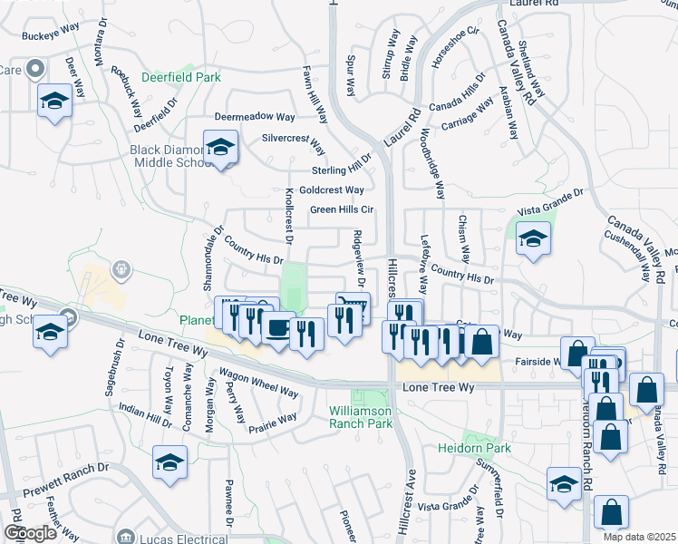 map of restaurants, bars, coffee shops, grocery stores, and more near 4929 Parkgreen Circle in Antioch