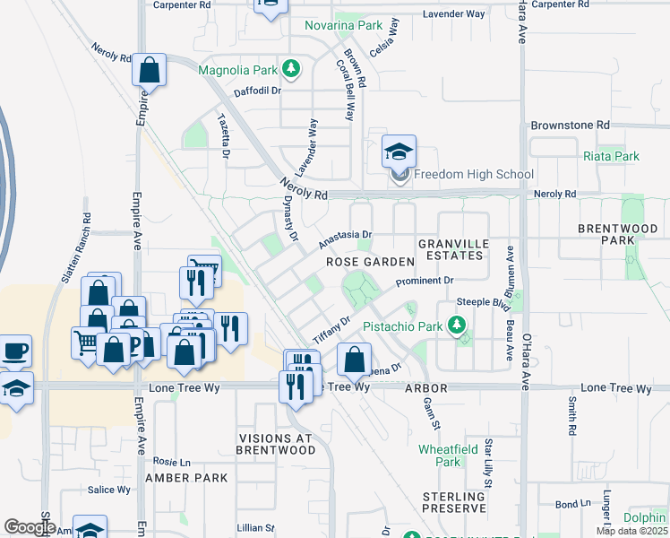 map of restaurants, bars, coffee shops, grocery stores, and more near 1612 Marina Way in Brentwood