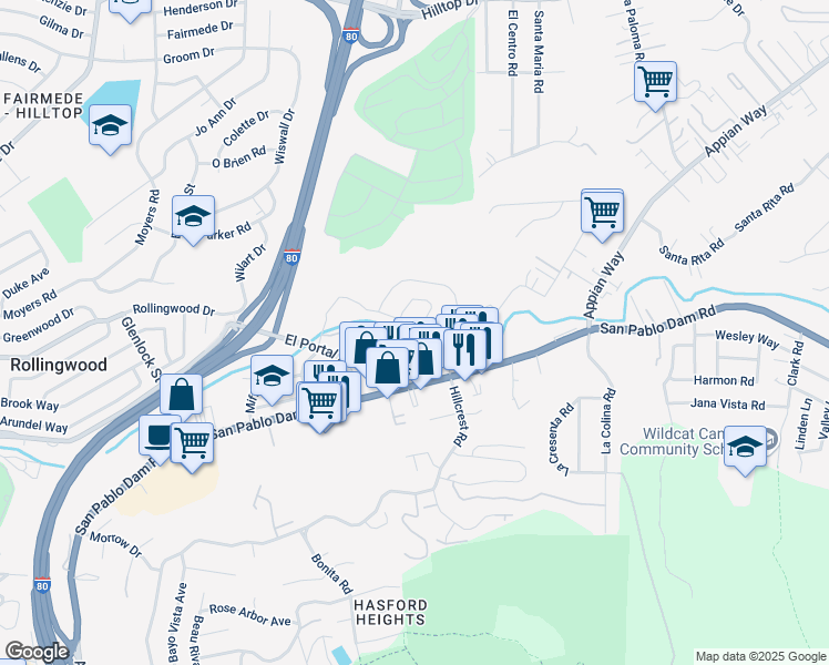 map of restaurants, bars, coffee shops, grocery stores, and more near 4062 Minuet Circle in Richmond