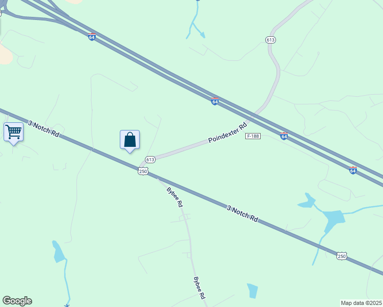 map of restaurants, bars, coffee shops, grocery stores, and more near 258 Poindexter Road in Louisa