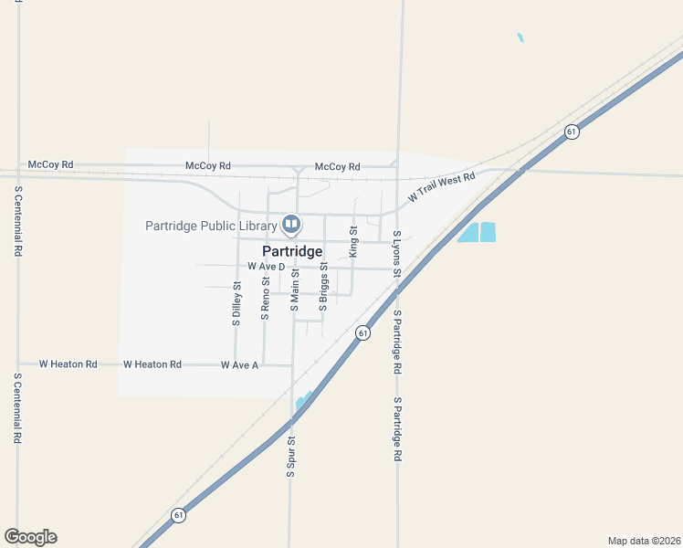 map of restaurants, bars, coffee shops, grocery stores, and more near 201-299 East Ave D in Partridge