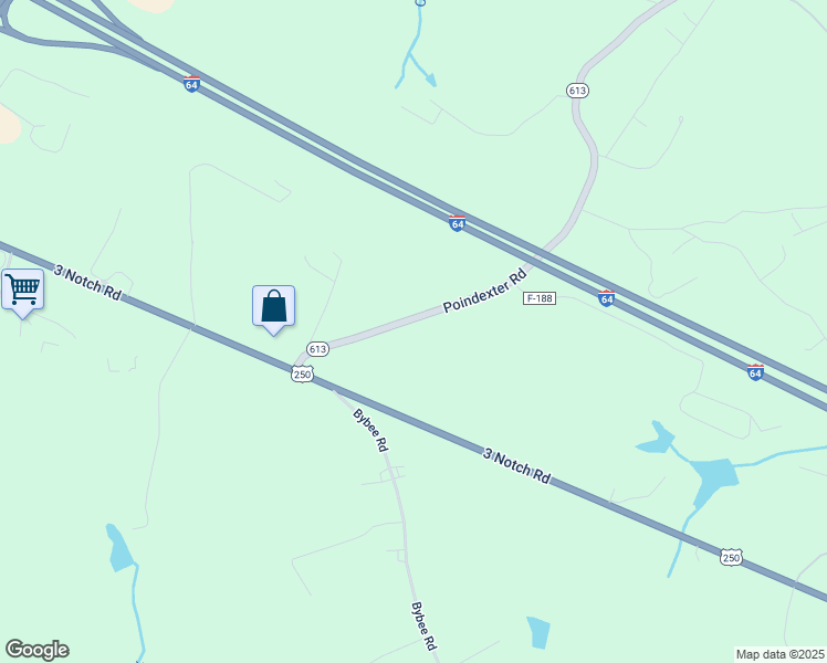 map of restaurants, bars, coffee shops, grocery stores, and more near 258 Poindexter Road in Louisa