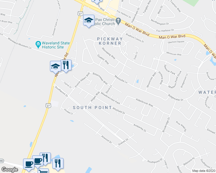 map of restaurants, bars, coffee shops, grocery stores, and more near 4078 Elora Lane in Lexington