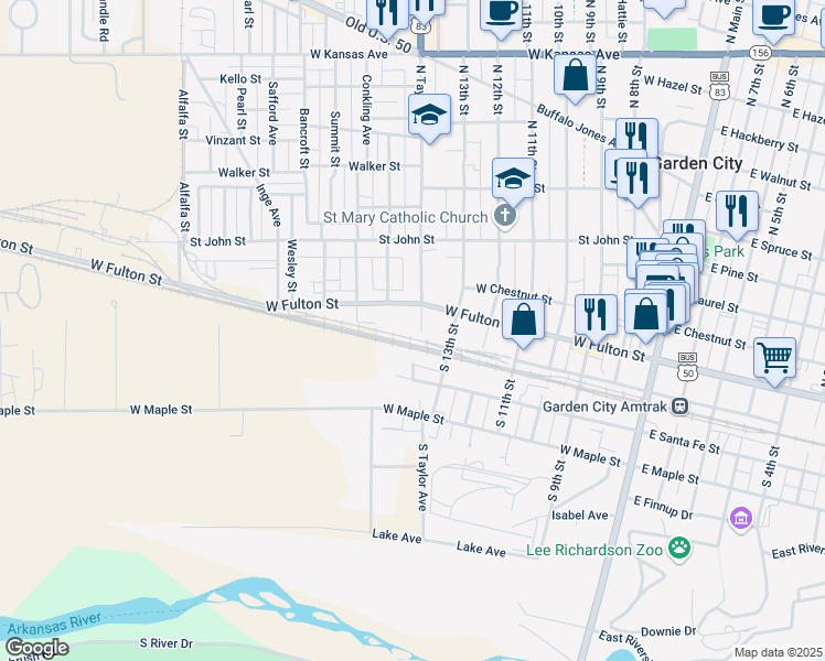 map of restaurants, bars, coffee shops, grocery stores, and more near 101 North Taylor Avenue in Garden City