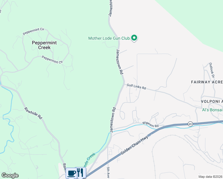 map of restaurants, bars, coffee shops, grocery stores, and more near 18917 Jamestown Rd in Jamestown
