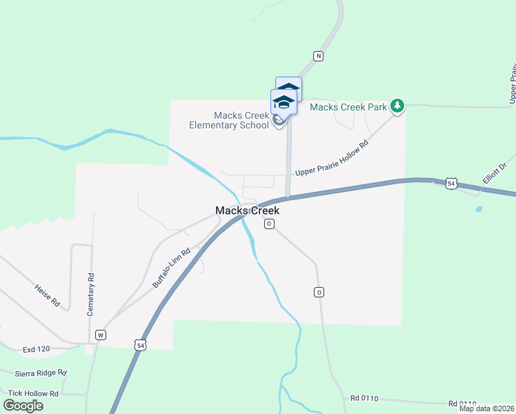 map of restaurants, bars, coffee shops, grocery stores, and more near 3 State Road O in Macks Creek