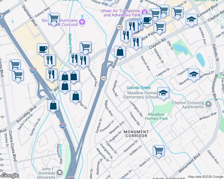 map of restaurants, bars, coffee shops, grocery stores, and more near 1569 Waltham Road in Concord