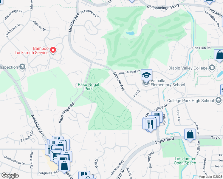 map of restaurants, bars, coffee shops, grocery stores, and more near 707 Tonstad Place in Pleasant Hill