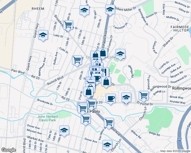 map of restaurants, bars, coffee shops, grocery stores, and more near 14433 San Pablo Avenue in San Pablo